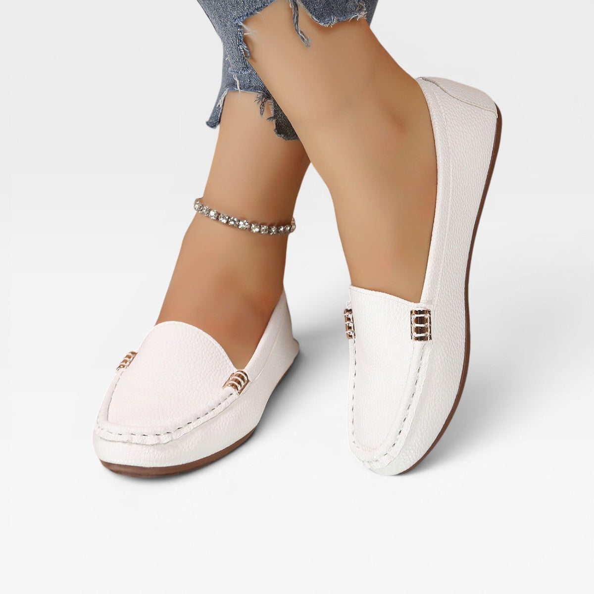 Women's Leather Bit Buckle Loafers