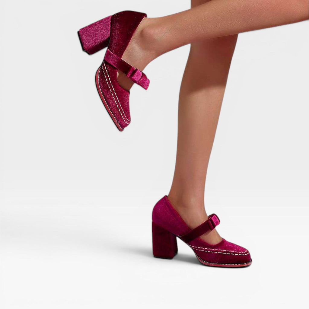 Women's Velvet Mary Jane Bow Pumps