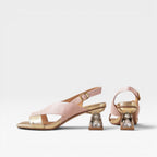 Women's Sculpted Crystal Heel Slingback Sandals