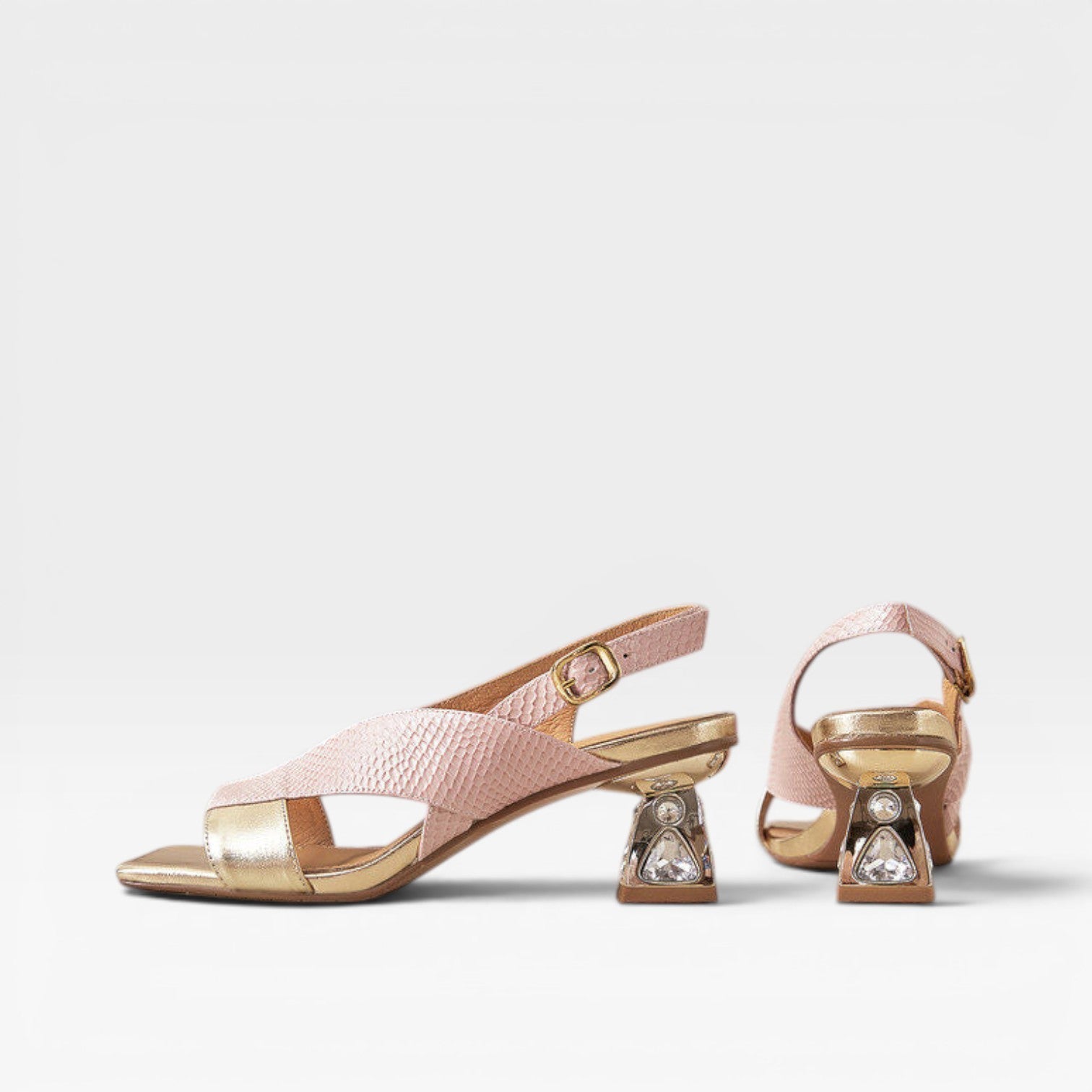 Women's Sculpted Crystal Heel Slingback Sandals