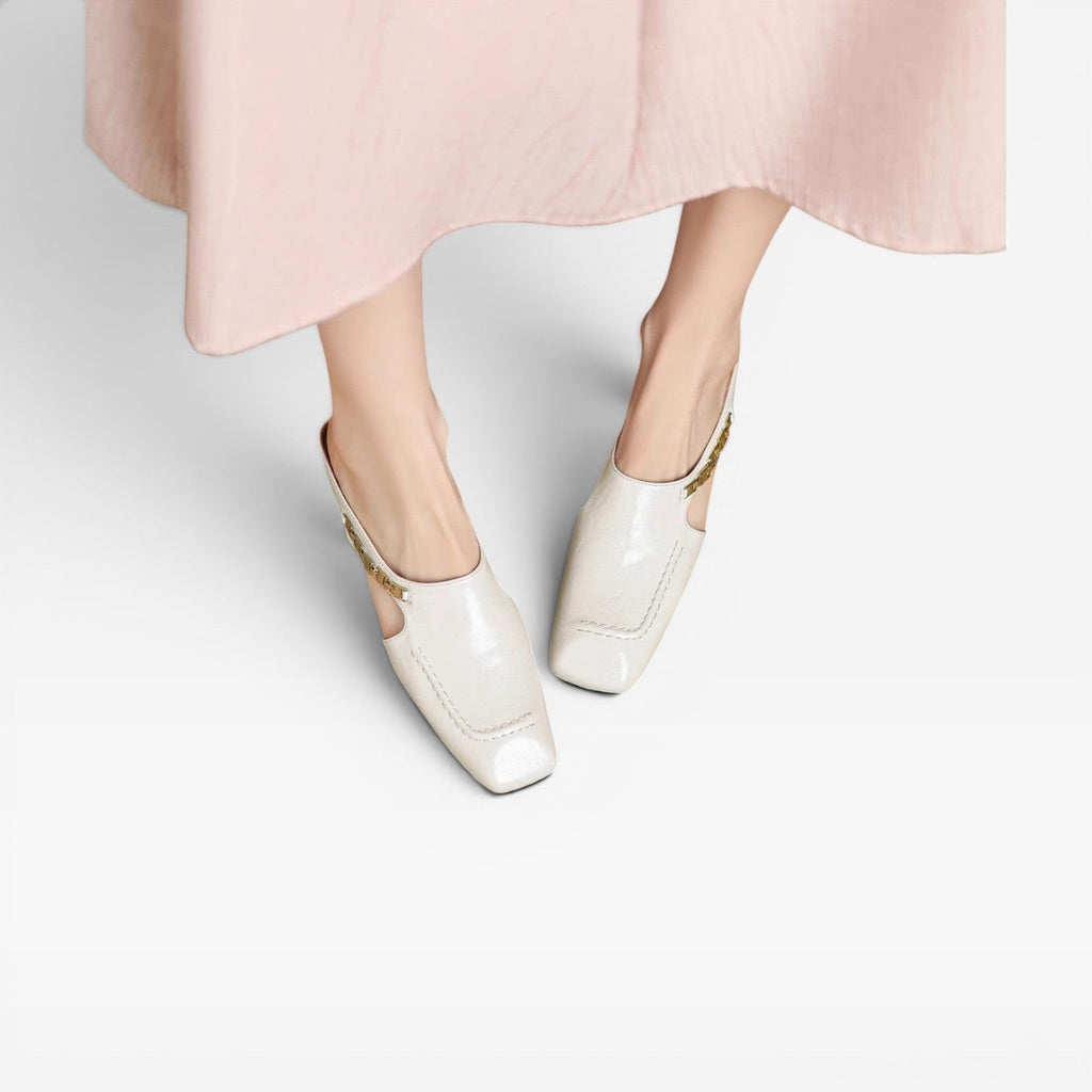 Women's Leather Square-Toe Slip-On Mules
