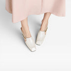 Women's Leather Square-Toe Slip-On Mules