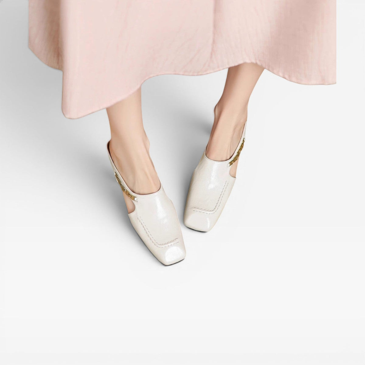 Women's Leather Square-Toe Slip-On Mules