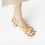 Women's Sculpted Crystal Heel Slingback Sandals