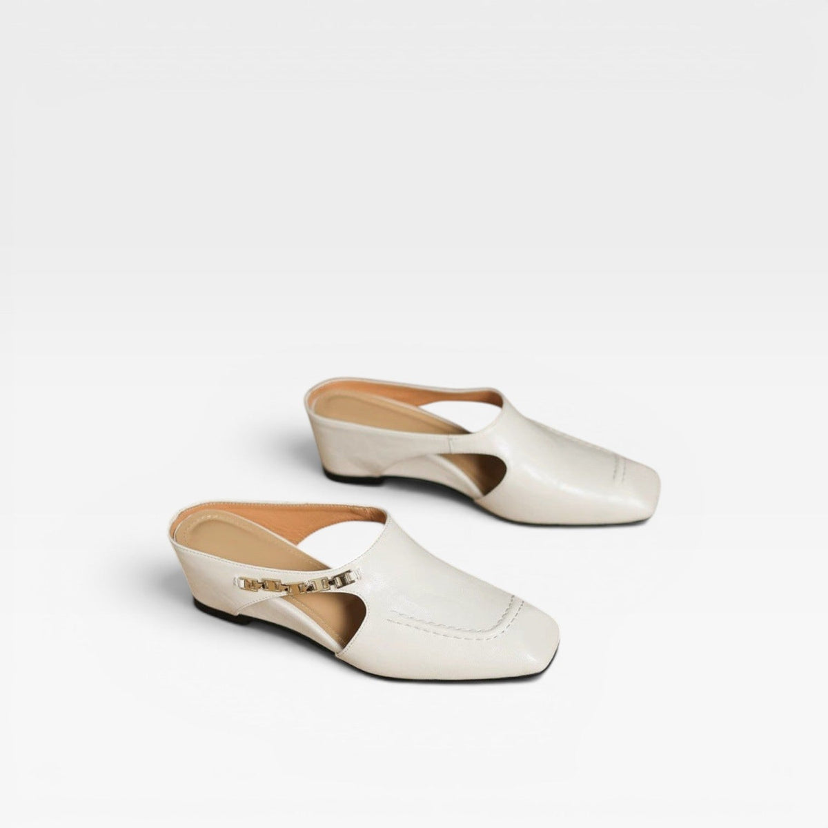 Women's Leather Square-Toe Slip-On Mules