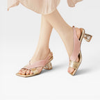 Women's Sculpted Crystal Heel Slingback Sandals