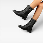 Women's Leather Lace-Up Mid-Calf Boots