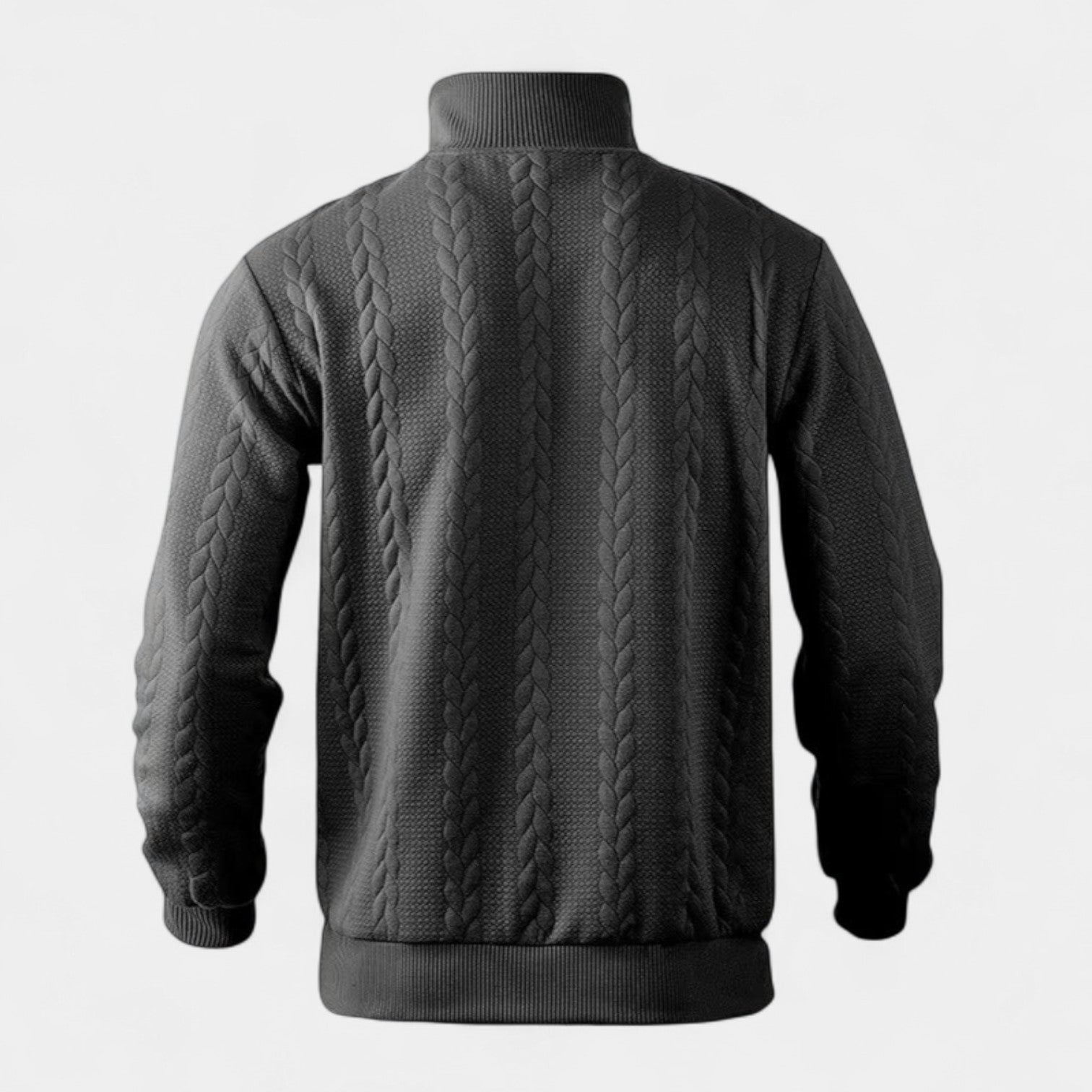 Cable Knit Merino Half-Zip Sweater High Collar for Men