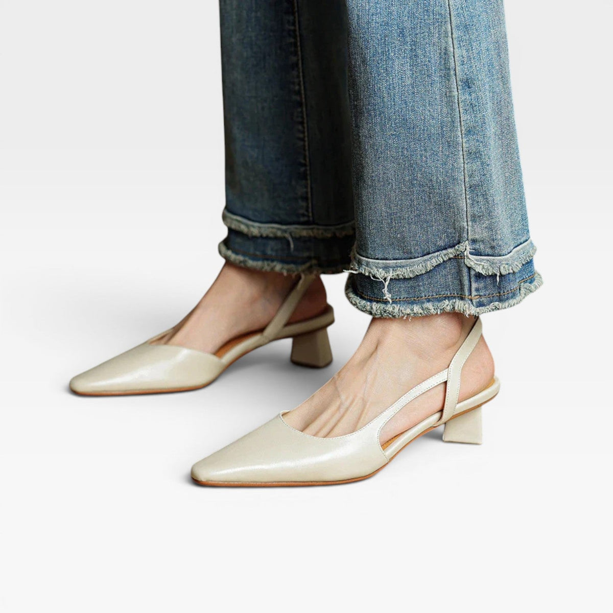 Women's Genuine Leather Pointed Kitten Heels