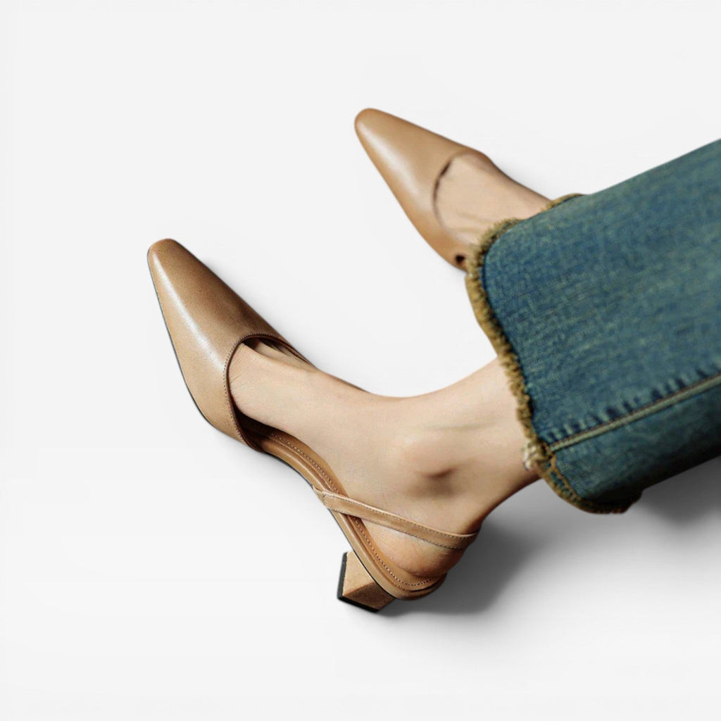Women's Genuine Leather Pointed Kitten Heels