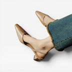 Women's Genuine Leather Pointed Kitten Heels