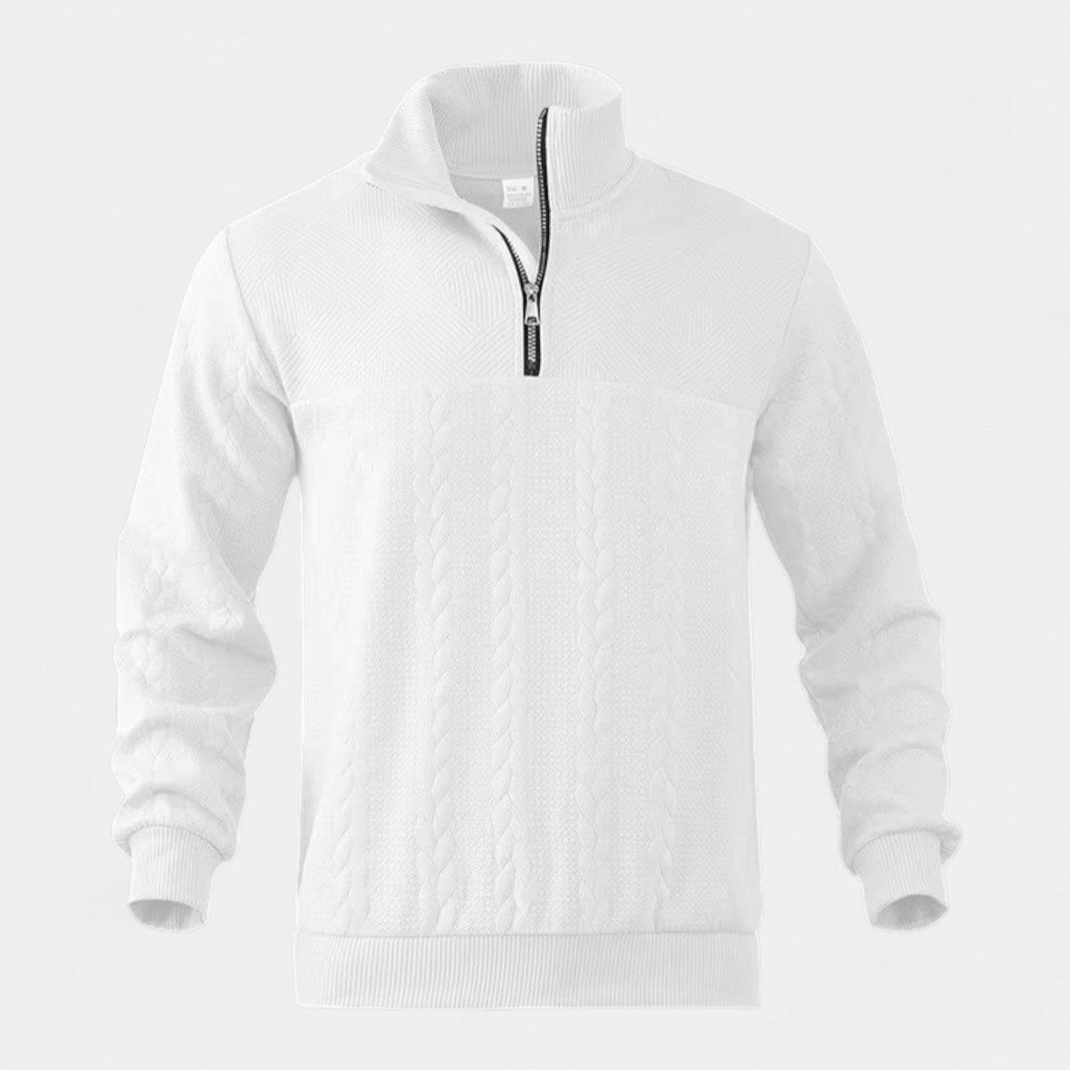 Cable Knit Merino Half-Zip Sweater High Collar for Men