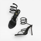 Women's Crystal Stiletto Ankle-Wrap Sandals