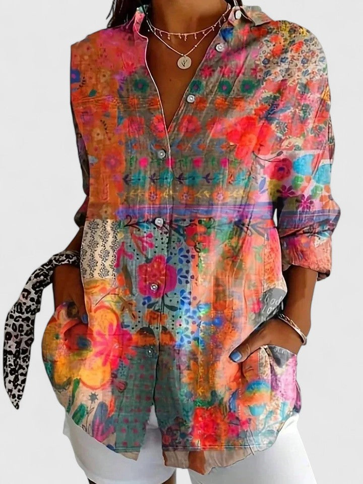 Women's Printed Blouse with Relaxed Fit