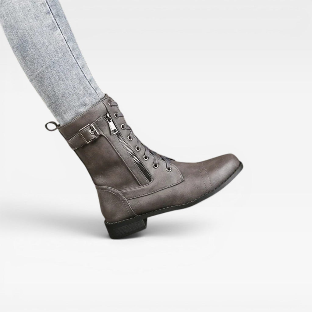 Women's Leather Lace-Up Mid-Calf Boots