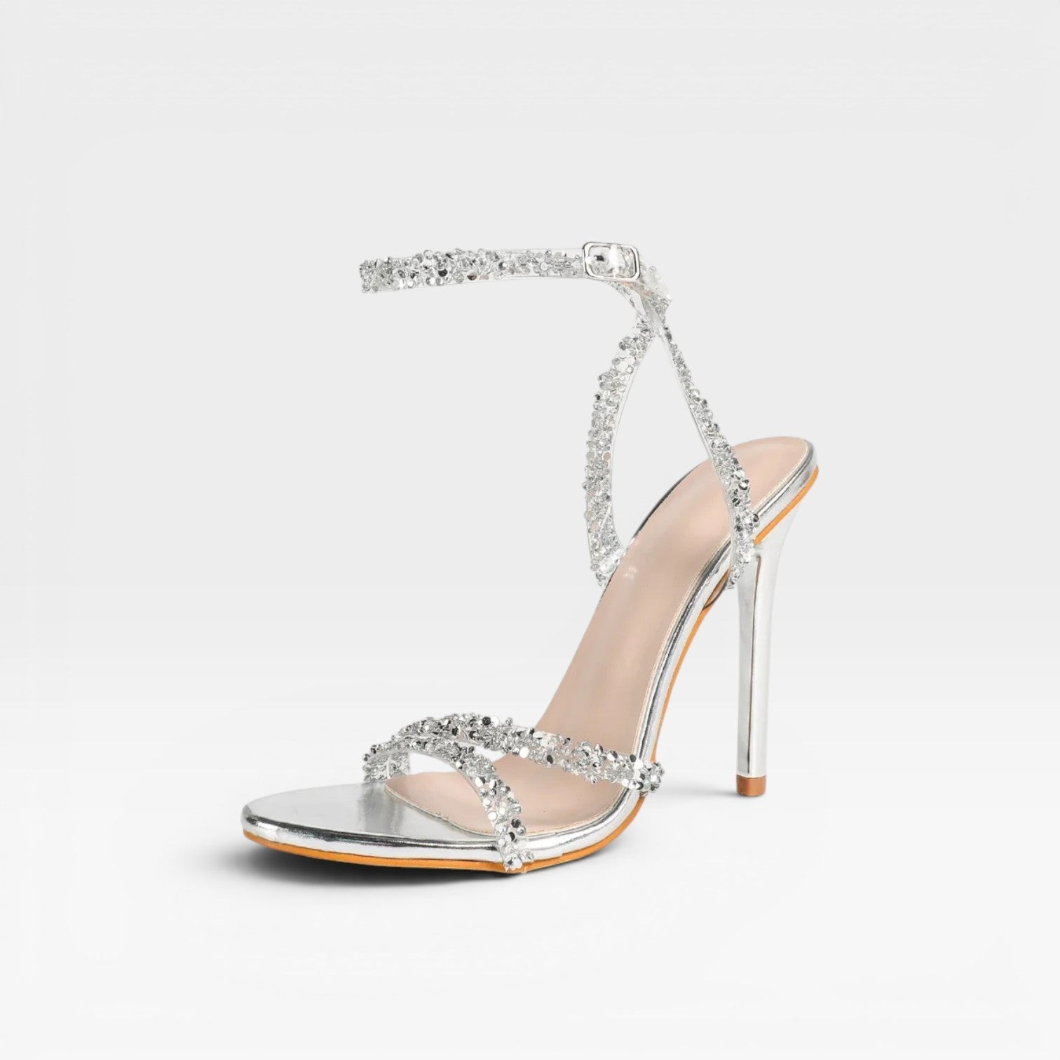 Women's Crystal Strap Open-Toe Stiletto Sandals