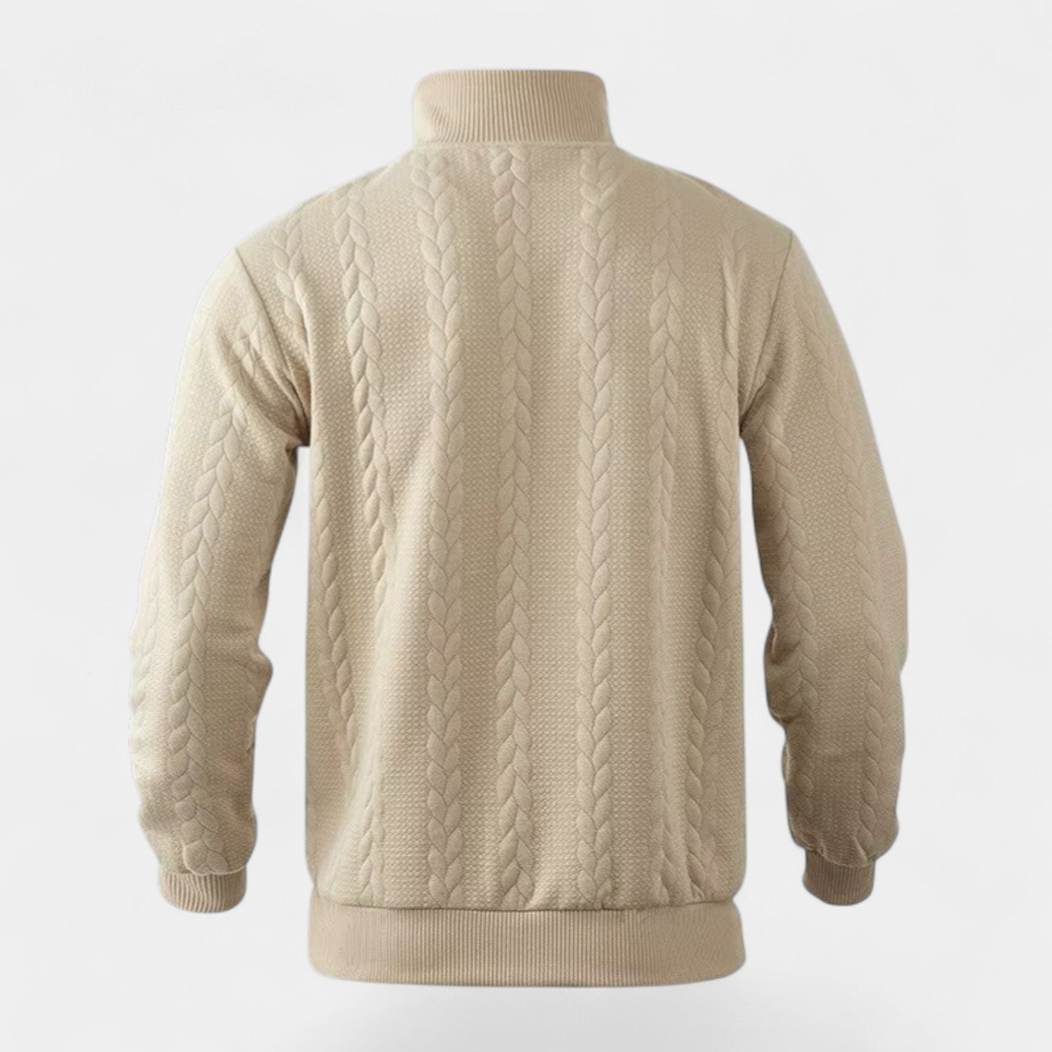 Cable Knit Merino Half-Zip Sweater High Collar for Men