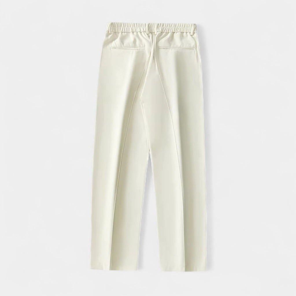 Wide Leg Straight Trousers Stretch Regular Fit for Men