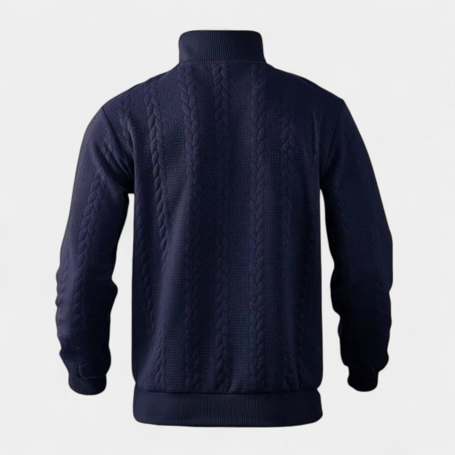 Cable Knit Merino Half-Zip Sweater High Collar for Men