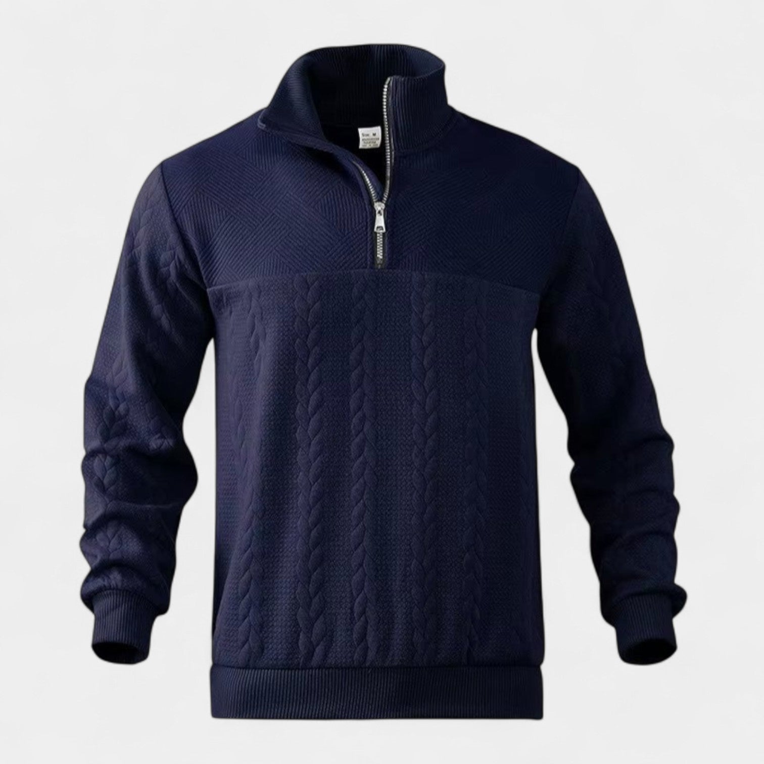 Cable Knit Merino Half-Zip Sweater High Collar for Men