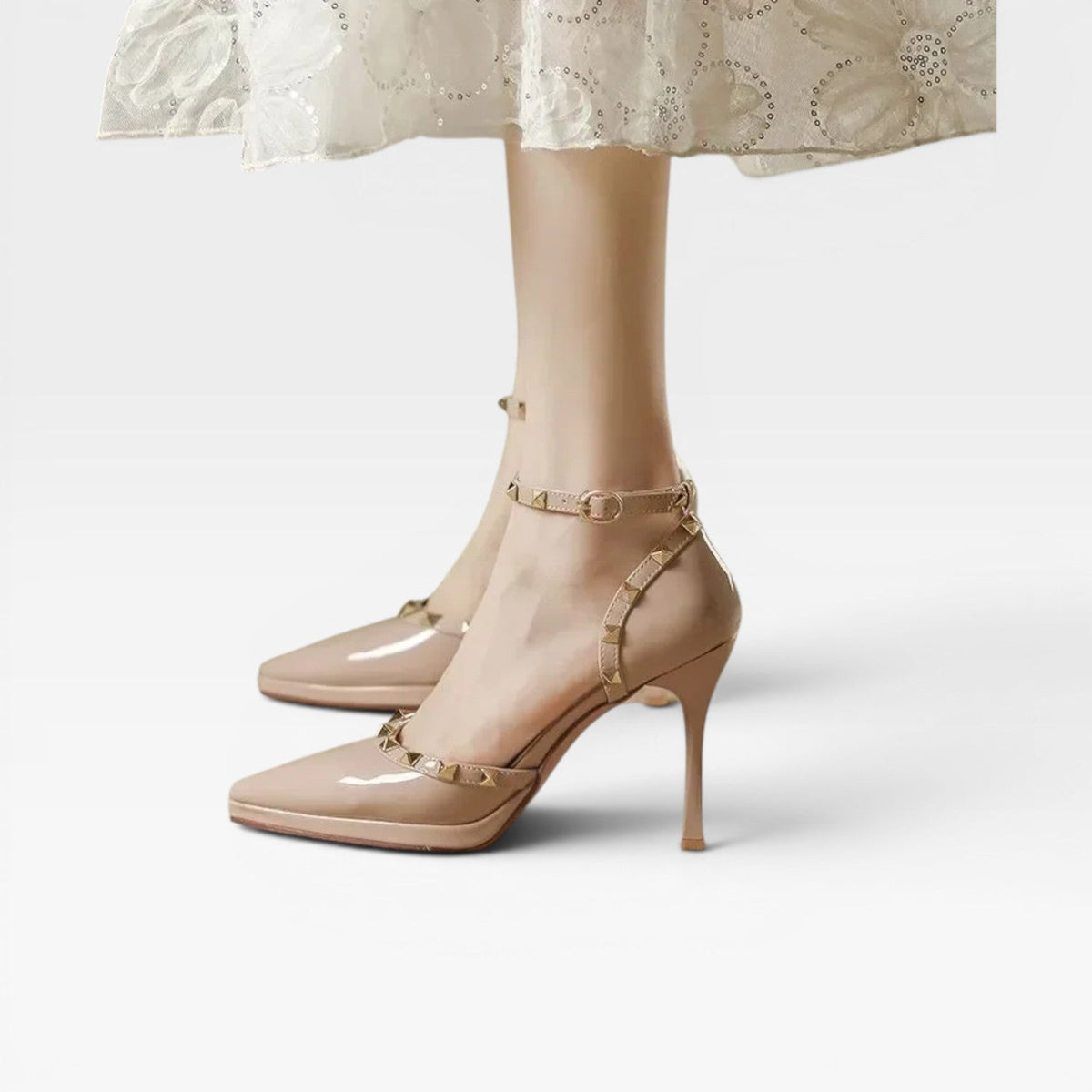 Women's Studded Strap Pointed-Toe Stiletto Pumps