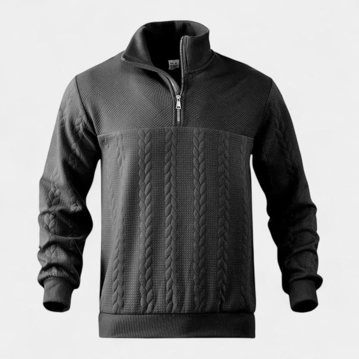 Cable Knit Merino Half-Zip Sweater High Collar for Men