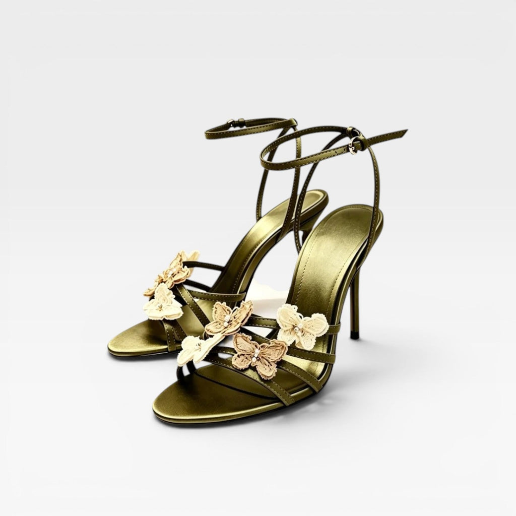 Women's Crystal Butterfly Strappy Heels