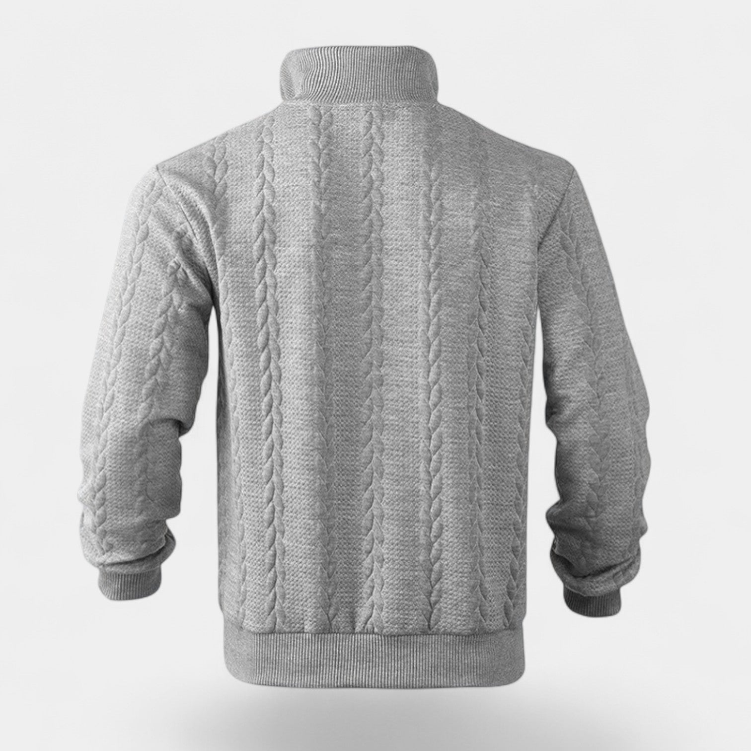 Cable Knit Merino Half-Zip Sweater High Collar for Men