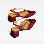 Women's Leather Block Heel Slingback Shoes