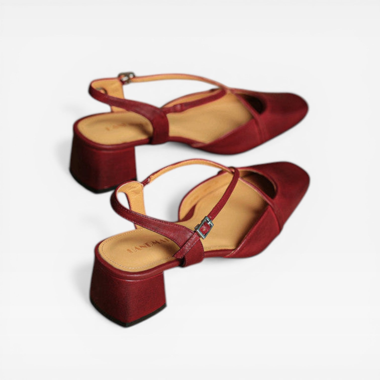 Women's Leather Block Heel Slingback Shoes