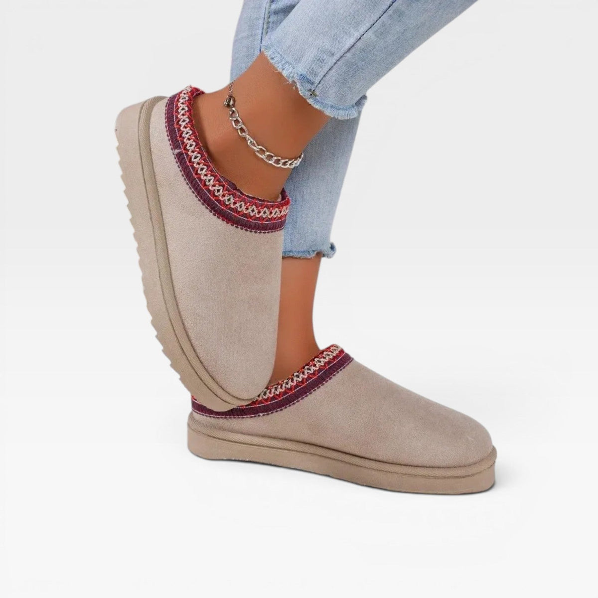 Women's Platform Mule Clogs with Embroidered Trim