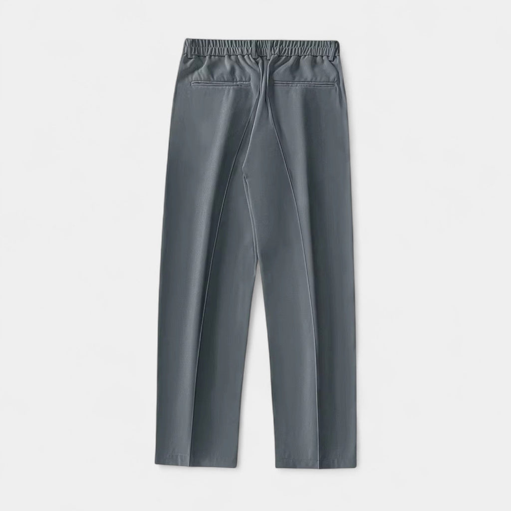 Wide Leg Straight Trousers Stretch Regular Fit for Men