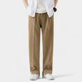 Wide Leg Straight Trousers Stretch Regular Fit for Men