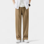 Wide Leg Straight Trousers Stretch Regular Fit for Men