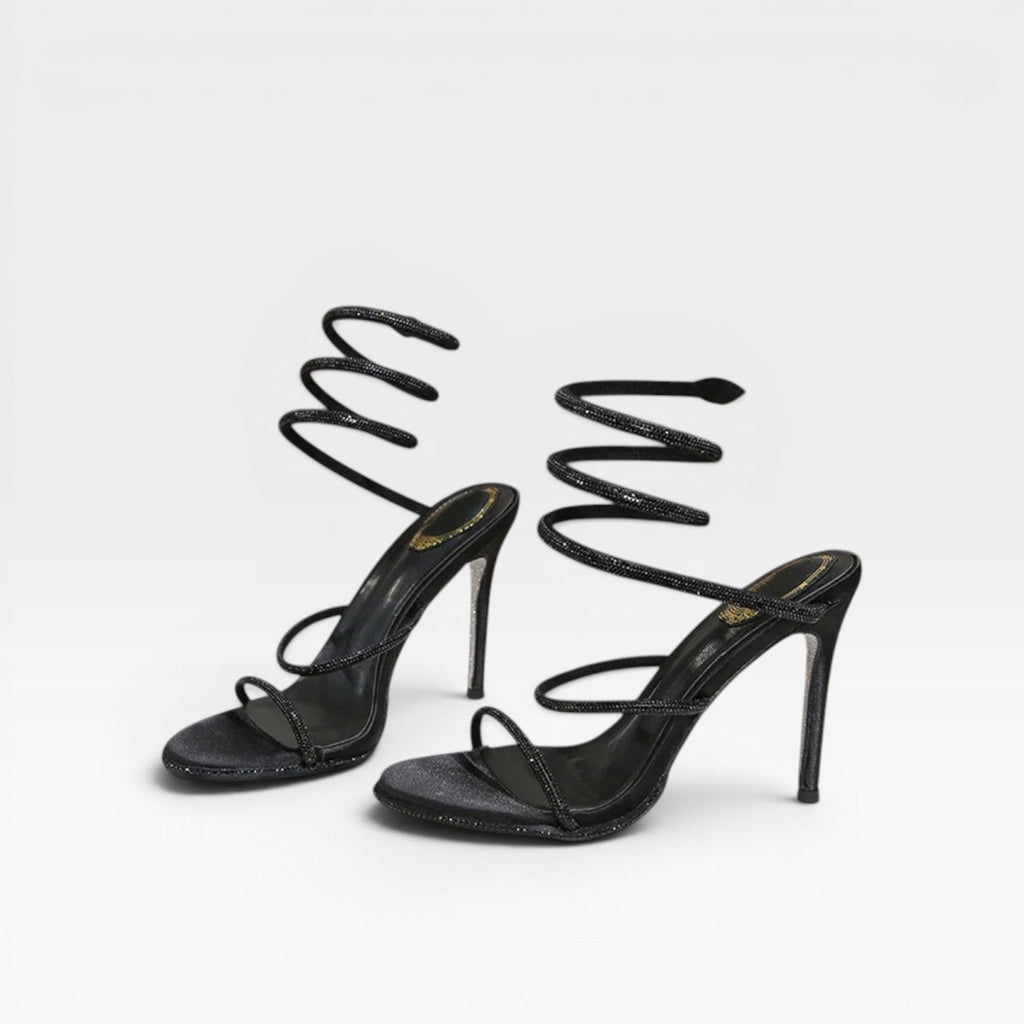 Women's Crystal Stiletto Ankle-Wrap Sandals