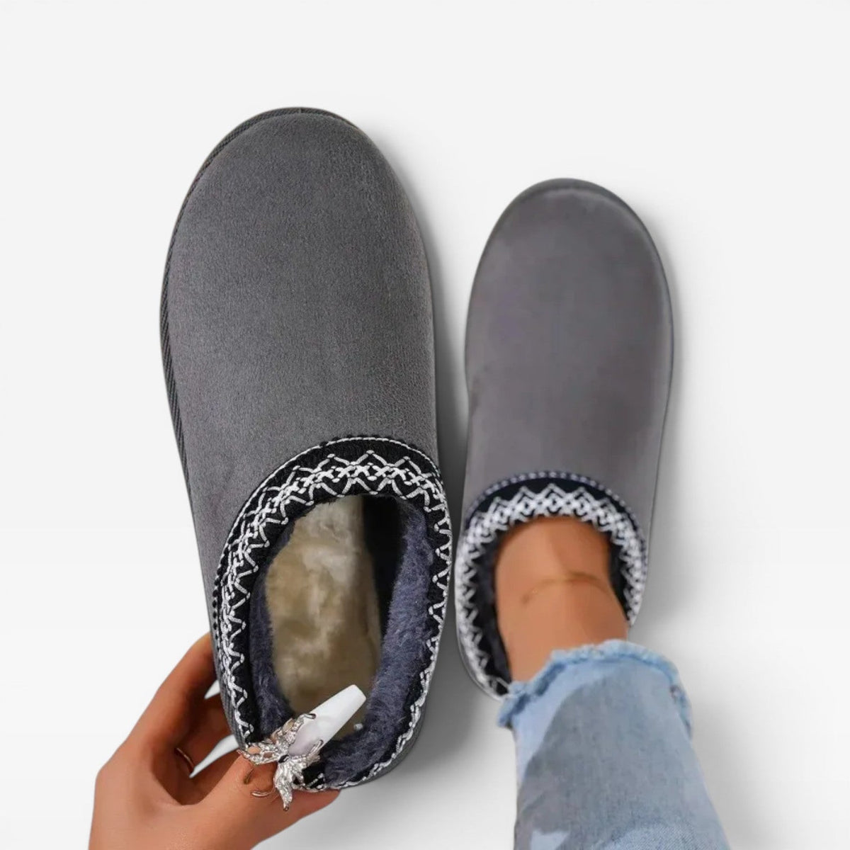Women's Platform Mule Clogs with Embroidered Trim