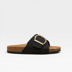 Women's Cushioned Slide Sandals with Buckle Detail