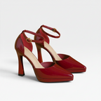 Women's Patent Leather Pointed-Toe Ankle Strap Pumps