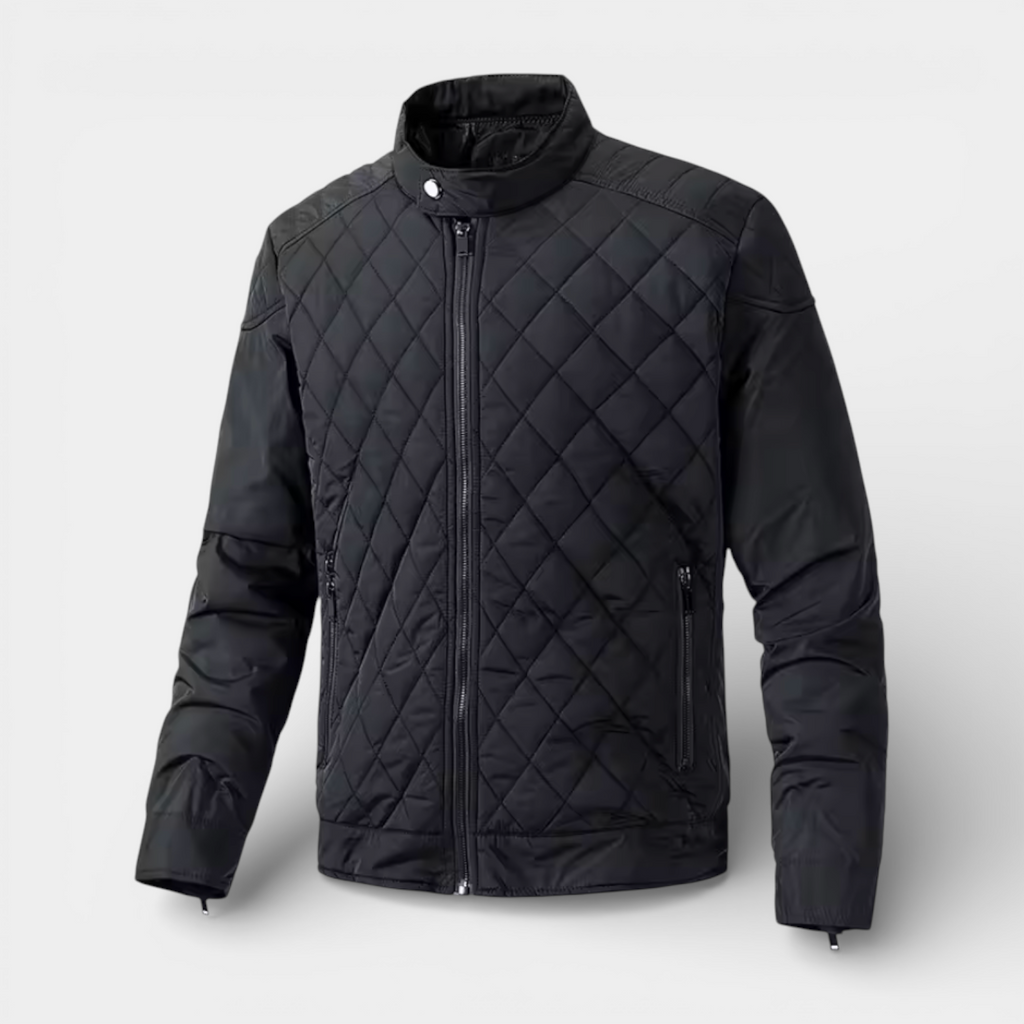 Quilted Zip Jacket Stand Collar Regular Fit for Men