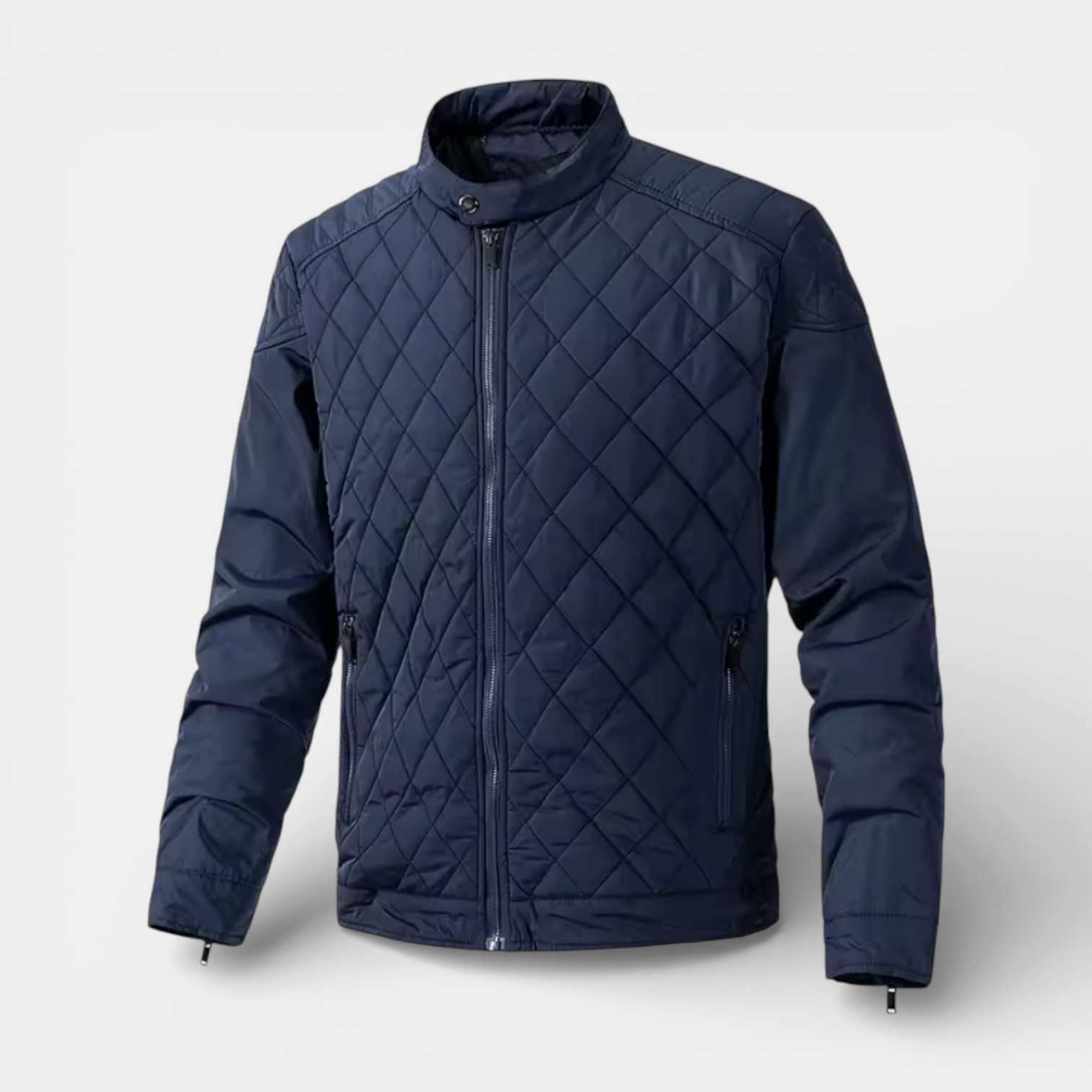 Quilted Zip Jacket Stand Collar Regular Fit for Men