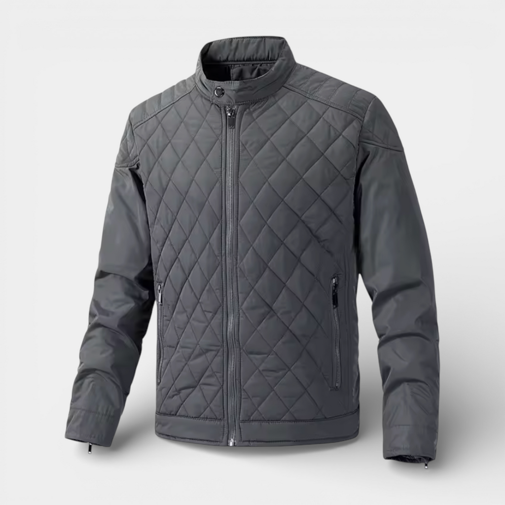 Quilted Zip Jacket Stand Collar Regular Fit for Men