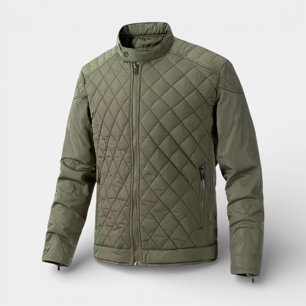 Quilted Zip Jacket Stand Collar Regular Fit for Men