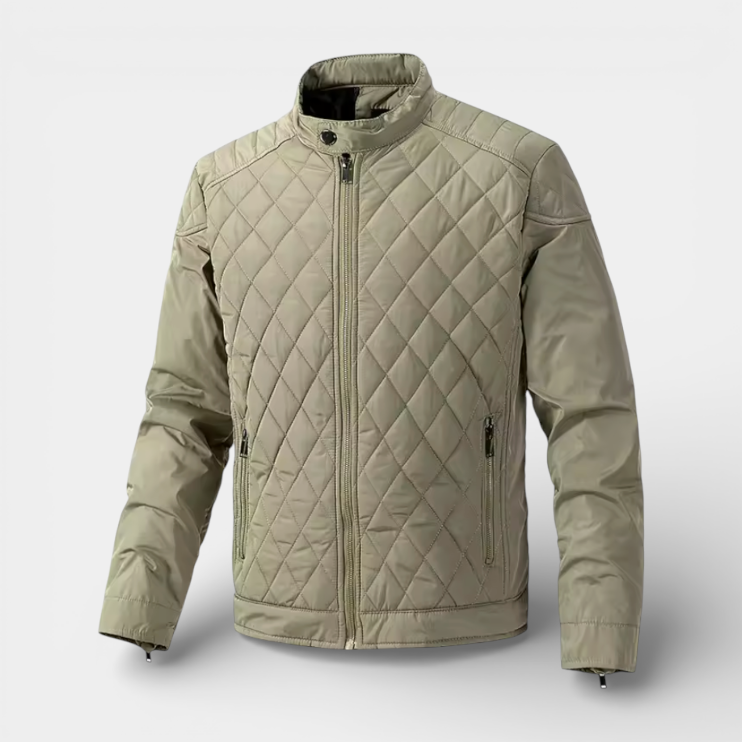 Quilted Zip Jacket Stand Collar Regular Fit for Men
