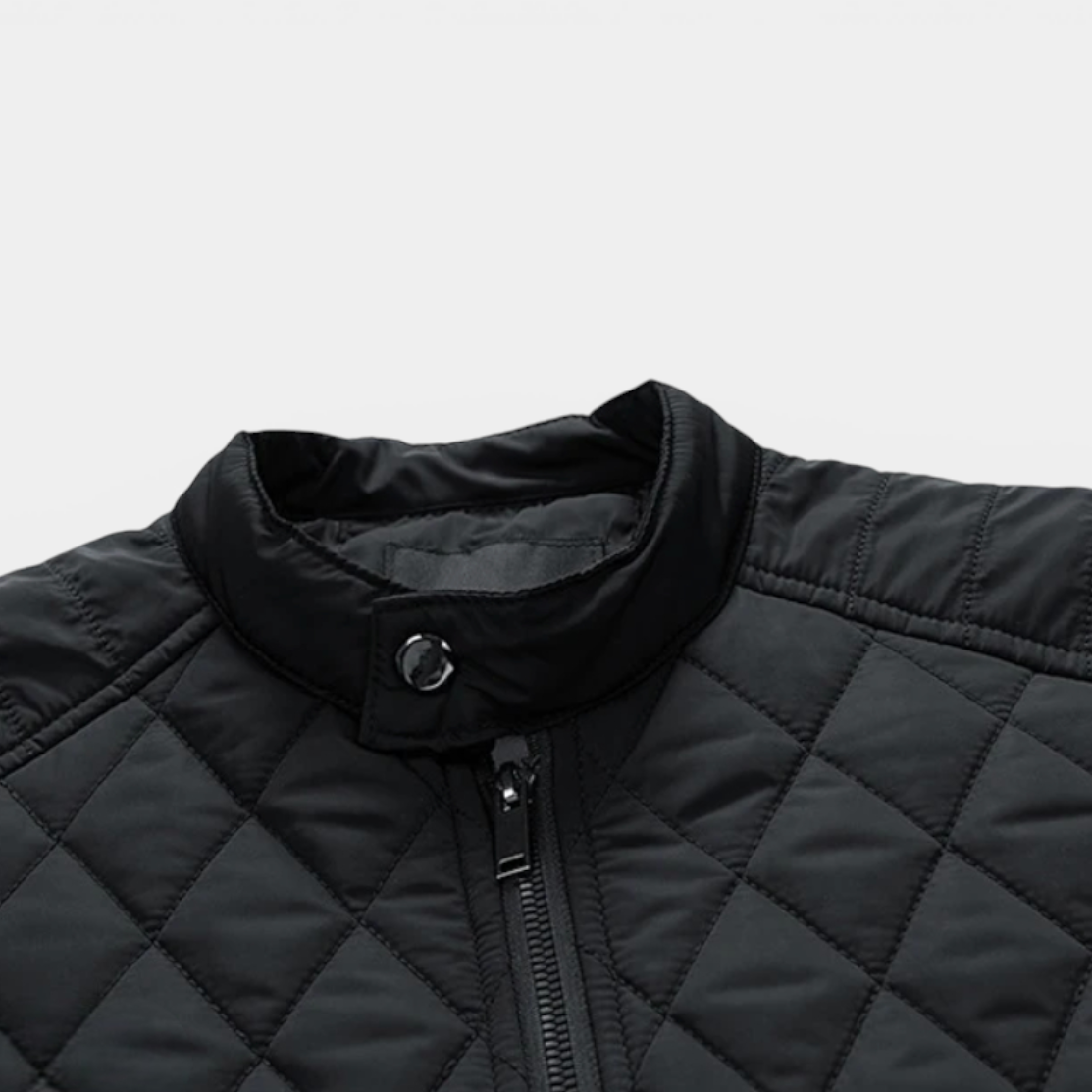 Quilted Zip Jacket Stand Collar Regular Fit for Men