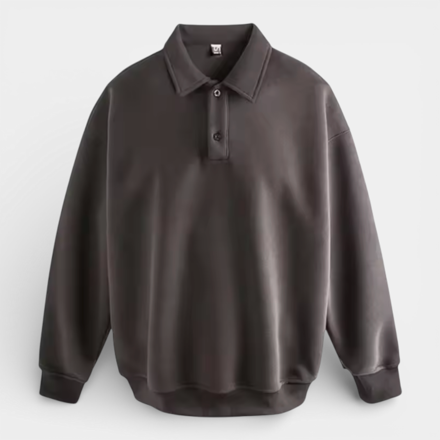 Long Sleeve Polo Pullover Ribbed Cuffs Relaxed Fit for Men