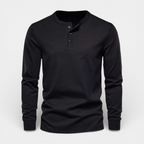 Long Sleeve Henley Shirt Button Placket Regular Fit for Men