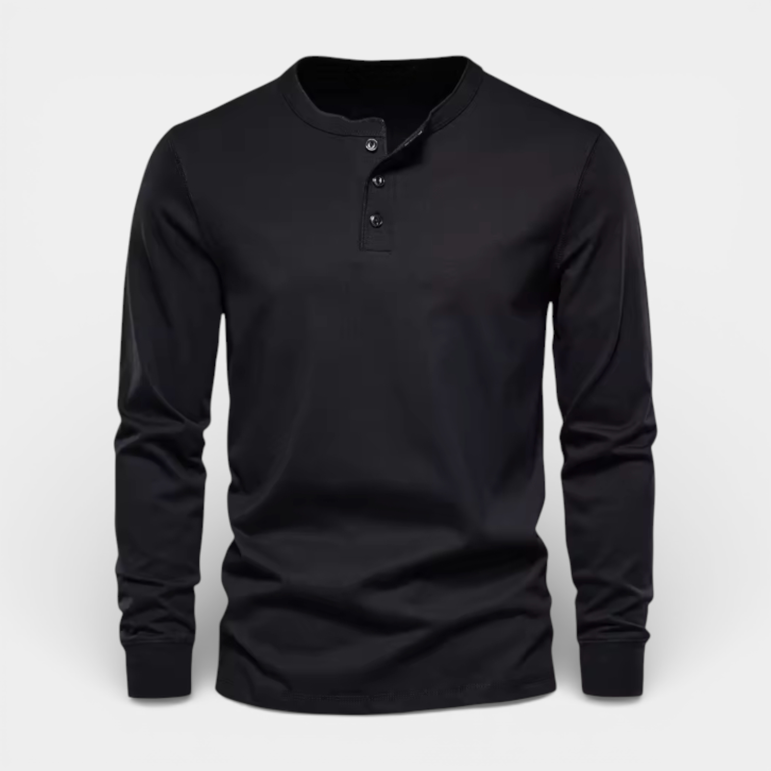 Long Sleeve Henley Shirt Button Placket Regular Fit for Men