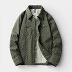 Checkered Texture Shirt Jacket Snap-Button Regular Fit for Men