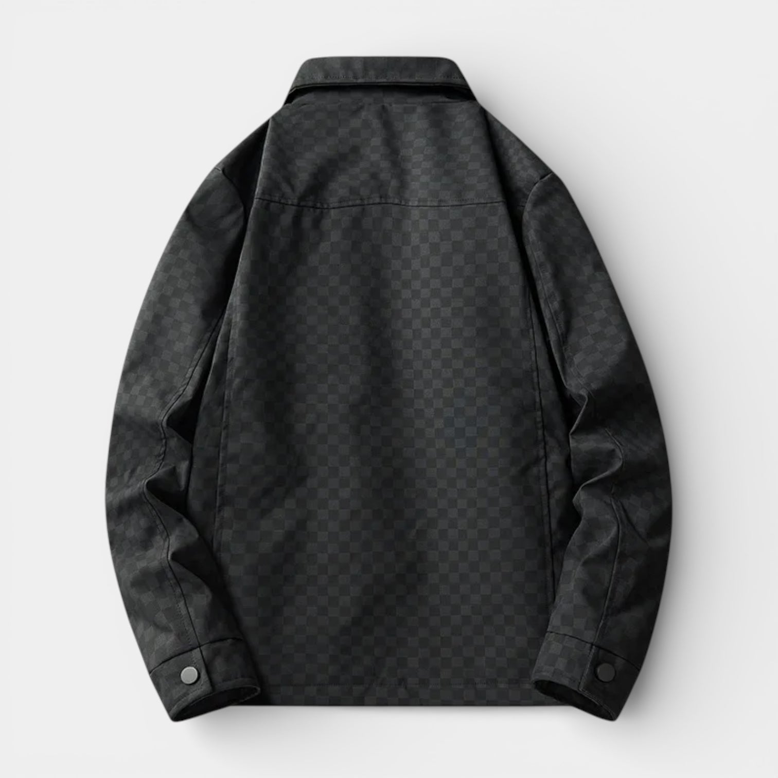 Checkered Texture Shirt Jacket Snap-Button Regular Fit for Men