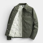 Checkered Texture Shirt Jacket Snap-Button Regular Fit for Men